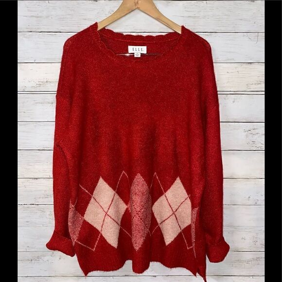 Elle Red Sweater Size XL - Picture 1 of 6